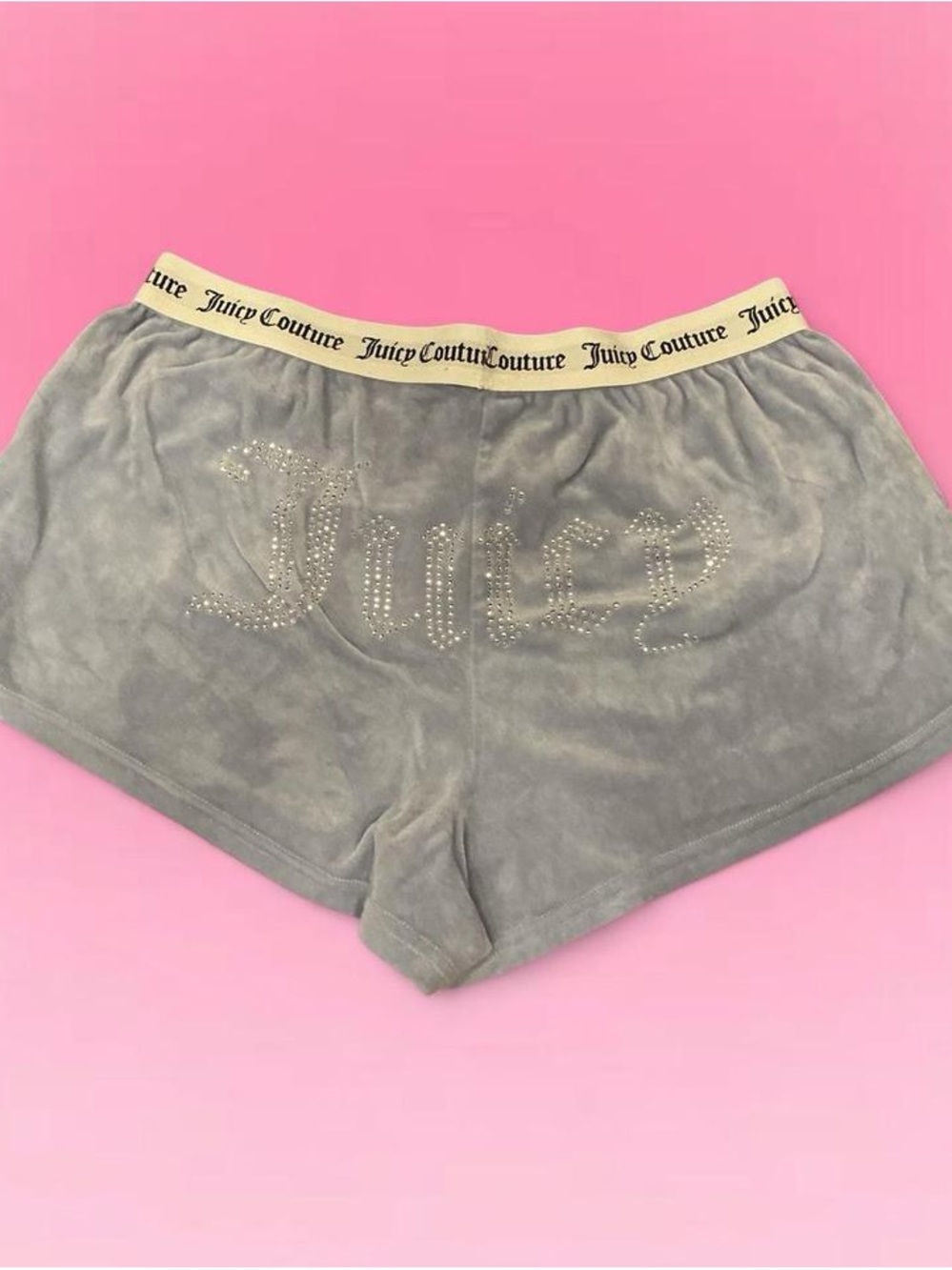 🩶Juicy Couture Gray Velour Sleep Shorts with Rhinestone logo